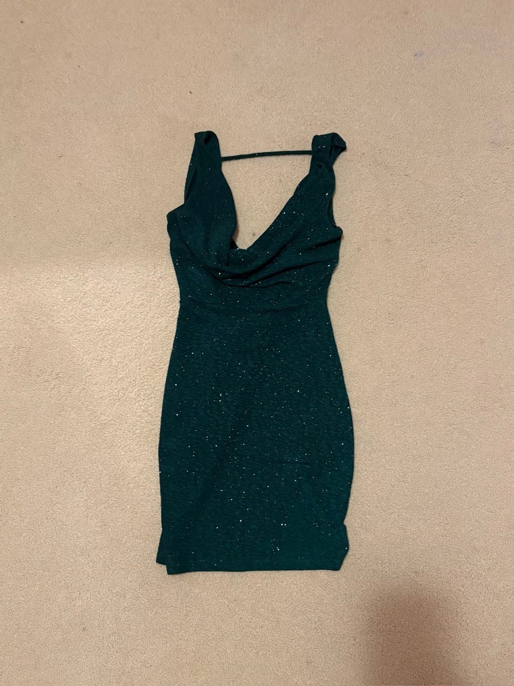 Windsor Green Sparkle Cowl Neck Mini Dress